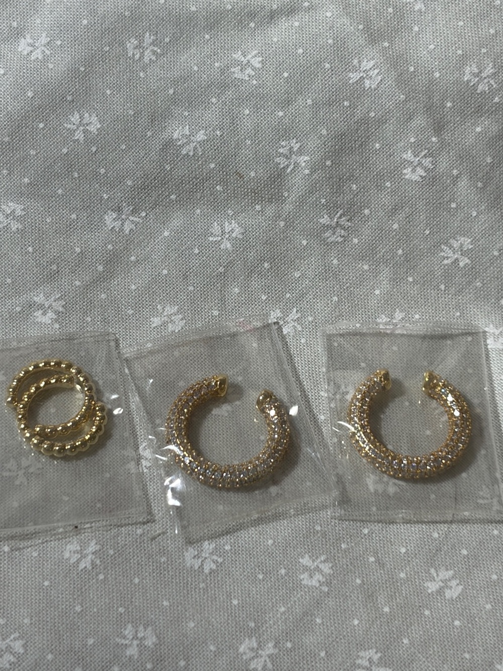 Gold-plated Pavé Hoop & Ear Cuff Faux Septum Ring Sets - Women Jewelry